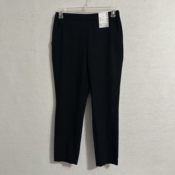 Nine West Pants Women M Black Pull On Crop Relaxed Mid Rise Preppy Office NWT - Picture 14 of 15